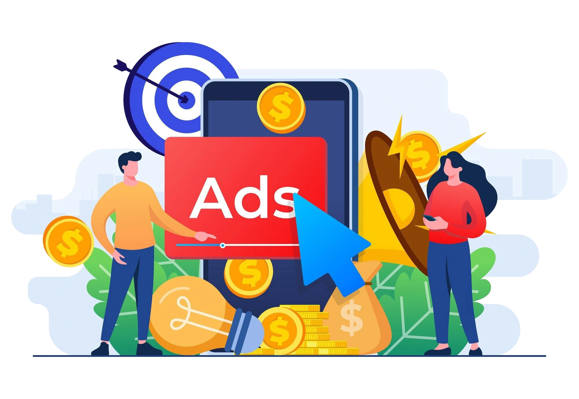 Social media campaign services with content planning, creative posting, page management, monitoring, and ad promotions.